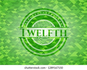 Twelfth green emblem with triangle mosaic background