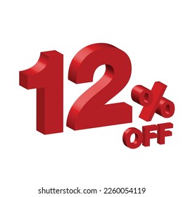 twelve 12 percent off 3d vector illustration 