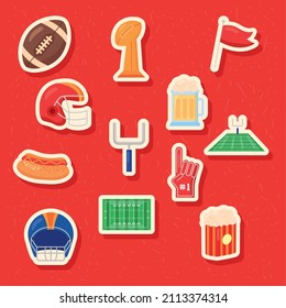 twelve american football set icons