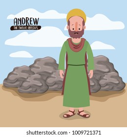 the twelve apostles poster with andrew in scene in desert next to the rocks in colorful silhouette
