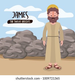 the twelve apostles poster with james in scene in desert next to the rocks in colorful silhouette