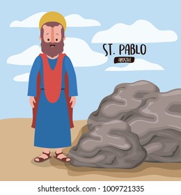 the twelve apostles poster with saint pablo in scene in desert next to the rocks in colorful silhouette