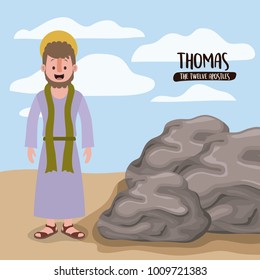the twelve apostles poster with thomas in scene in desert next to the rocks in colorful silhouette