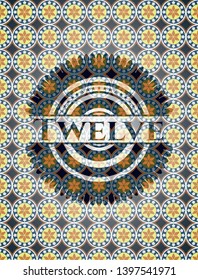Twelve arabic badge background. Arabesque decoration.