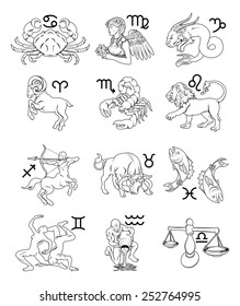 The twelve astrology horoscope signs of the zodiac. Aquarius Gemini Taurus Aries Scorpio Sagittarius Capricorn Pisces Cancer Leo Virgo and Libra 