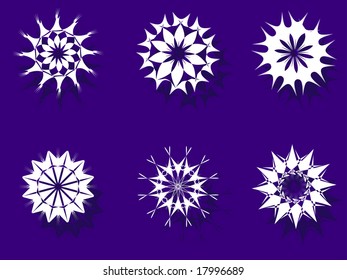Twelve beautiful different snowflakes