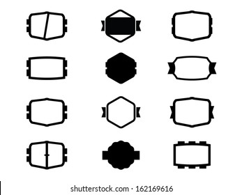 Twelve Blank Black Badges / Buttons.