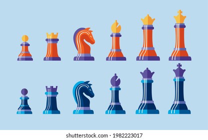 twelve chess game set pieces