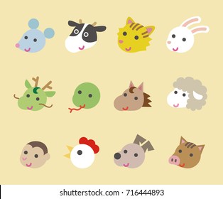 Twelve Chinese zodiac animals