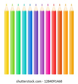 twelve color pencils isolated on white,vector illustration.