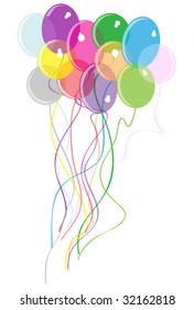 twelve colored birthday balloons