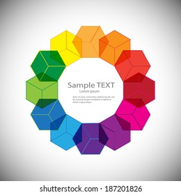 Twelve colored cubes