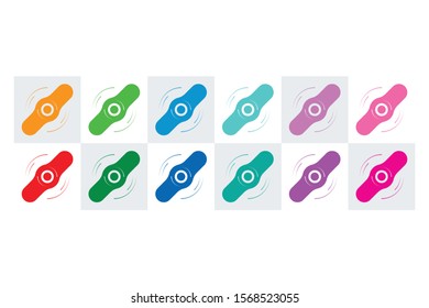 twelve colored propellers. propeller symbol