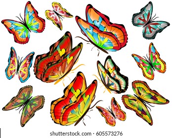 Twelve colorful bright butterflies 2