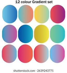 Twelve colorful gradient circles arranged in a rectangular grid pattern on a white background display set