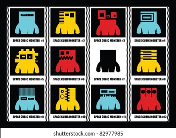 Twelve colorful monsters