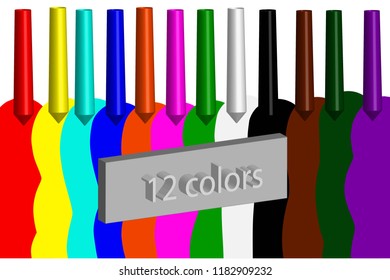 Twelve colors 12 vector illustrations 3d