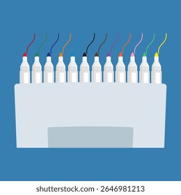Ilustração de projeto de estoque de marcadores de doze cores