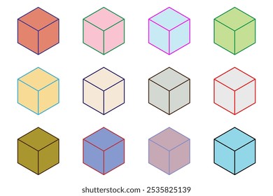 Doze cubos ou blocos quadrados em matemática sobre o aprendizado de recursos científicos para alunos e professores.