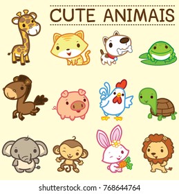 Twelve cute animals