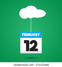 twelve date of february month on the cloud vector eps.10