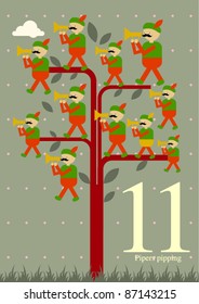 The twelve days of Christmas - eleventh day of Christmas - eleven pipers pipping