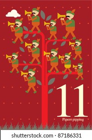 The twelve days of Christmas - Eleventh day of Christmas - eleven pipers pipping
