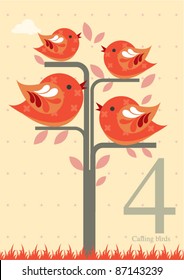 The twelve days of Christmas - fourth day of Christmas - four calling birds