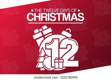 The Twelve Days of Christmas. Vector illustration. Holiday poster