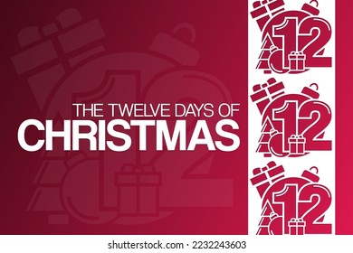 The Twelve Days of Christmas. Vector illustration. Holiday poster