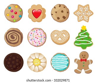 Twelve different kinds of delicious cookies.