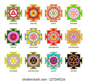 twelve eastern yantras on a white background 