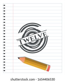 Twelve emblem with pencil effect. Vector Illustration. Detailed.