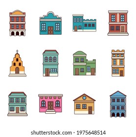 twelve festa junina set buildings