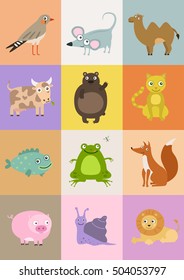 Twelve funny bright animals