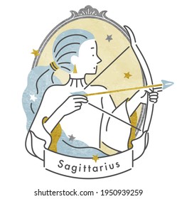 Twelve Constellations・Sagittarius Girl ・With Frame(vector Illustration)