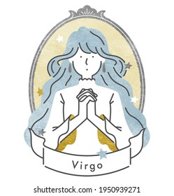 Twelve Constellations・Virgo Girl ・With Frame(vector Illustration)