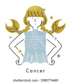 Twelve constellations・Cancer girl (vector illustration)