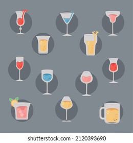 doce gafas de bebidas iconos