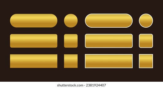 Twelve golden CTA buttons templates set.