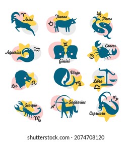 Twelve Horoscope icon set vector illustration 