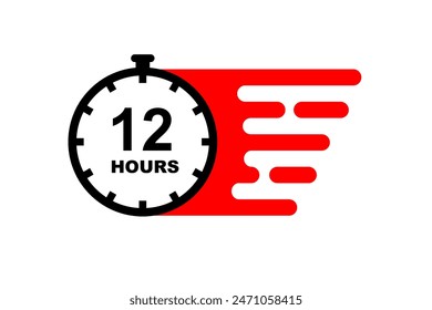 twelve hour icon. 12 hours icon for bussiness with alarm clock object vector illustration