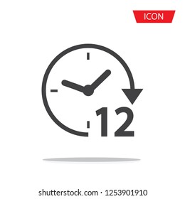 Twelve Hours Icon Vector Isolated On White Background.