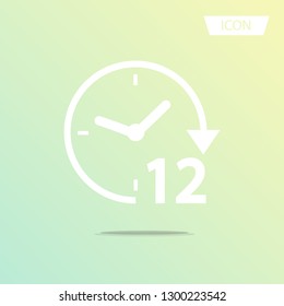 twelve hours icon vector isolated on white background.