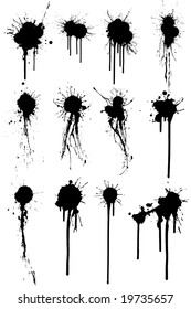 Twelve ink splats for your design. Take a look at my portfolio for other grunge design elements!