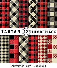 Twelve   Lumberjack Tartan Seamless Pattern. Trendy Vector Illustration for Wallpapers. Seamless Tartan Tiles. Traditional Scottish Ornament. Tartan Plaid Inspired Background.