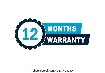 Twelve months warranty banner, vector design
