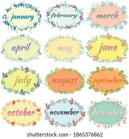 Twelve Months Year Vector Stock Vector (Royalty Free) 1865376862 ...