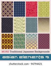 Twelve MORE traditional Japanese patterns (most seamless) with geometric and nature themes.