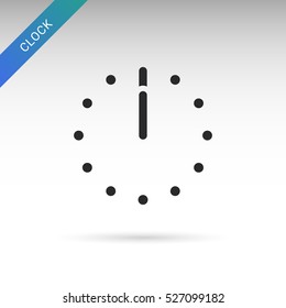 twelve o'clock. Clock Graphics, Clock Icon with hour and minute pointers.